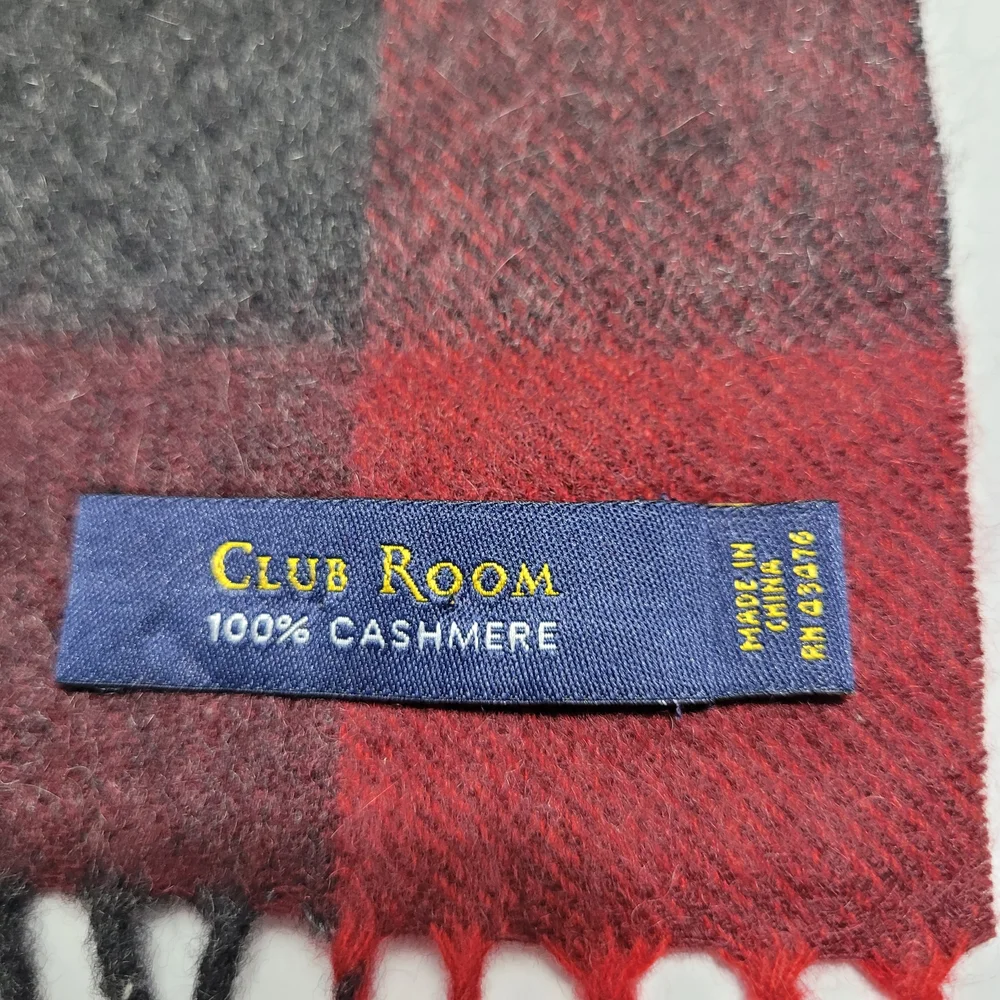 Club Room Red and Black Cashmere Scarf